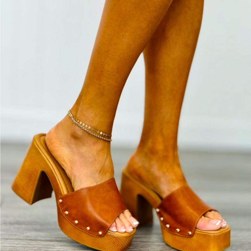 Tan platform heels